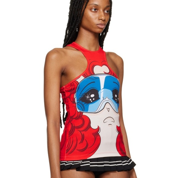 SOLD PUSHBUTTON Red Goggle Girl Tank Top, Large - Picture 8 of 9